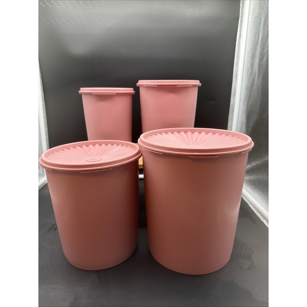 Tupperware Vintage Servalier Nesting Canister Set of 4 Pink Dusty Rose
